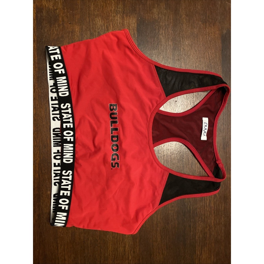 NUYU State of Mind Bulldogs Tank Top Mesh Double Layer  UGA Sports Bra Red Black